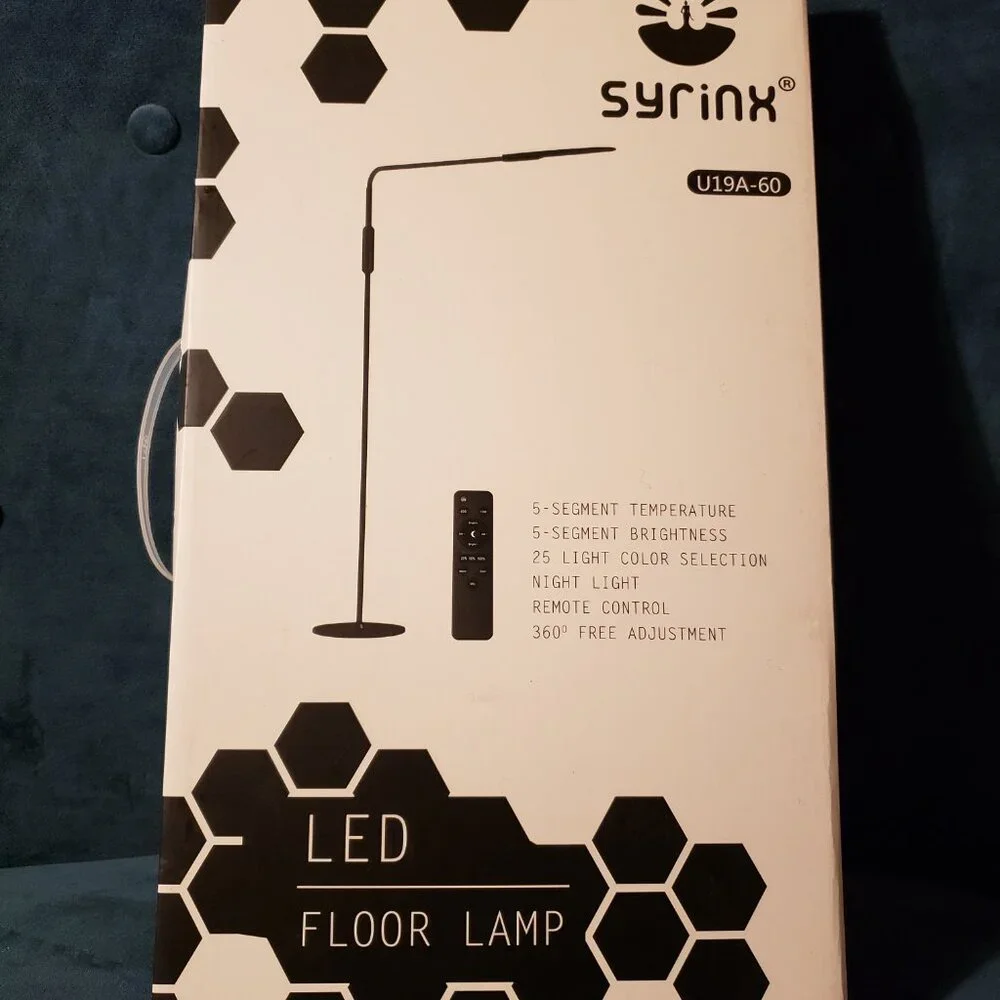 (New) Syrinx LED Floor Lamp with Remote (Black)